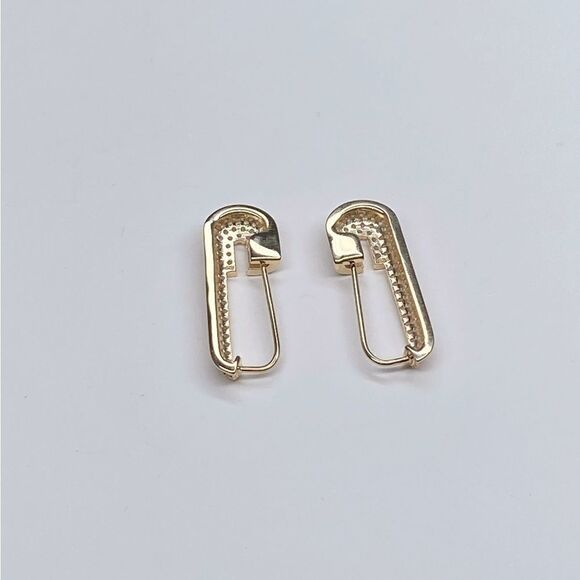 GABI RIELLE 10k Gold Vermeil & Cubic Zirconia Safety Pin Earrings - Picture 6 of 6